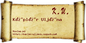 Káplár Uljána névjegykártya
